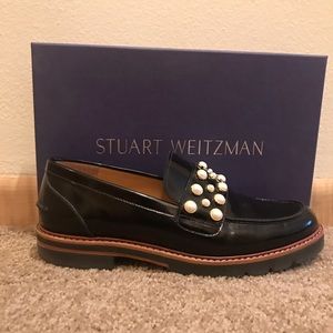 Stuart Weitzman black patent leather loafer size 9